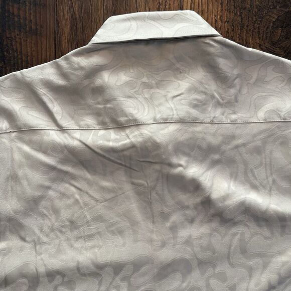 CONSEQUENCE MENS BUTTON DOWN SHIRT MEDIUM JACQUARD RAYON BLEND WHITE NWT WHITE - Picture 10 of 11